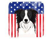 Set of 4 American Flag and Border Collie Foam Coasters BB2171FC