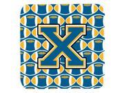 Set of 4 Letter X Football Blue and Gold Foam Coasters Set of 4 CJ1077 XFC
