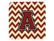 Set of 4 Letter A Chevron Maroon and Gold Foam Coasters Set of 4 CJ1061 AFC