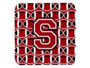 Set of 4 Letter S Football Red Black and White Foam Coasters Set of 4 CJ1073 SFC