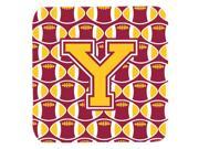 Set of 4 Letter Y Football Maroon and Gold Foam Coasters Set of 4 CJ1081 YFC