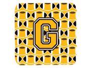 Set of 4 Letter G Football Black Old Gold and White Foam Coasters Set of 4 CJ1080 GFC