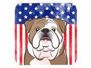 Set of 4 American Flag and English Bulldog Foam Coasters BB2149FC