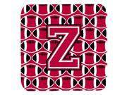 Set of 4 Letter Z Football Crimson and White Foam Coasters Set of 4 CJ1079 ZFC