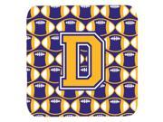 Set of 4 Letter D Football Purple and Gold Foam Coasters Set of 4 CJ1064 DFC
