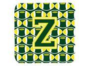 Set of 4 Letter Z Football Green and Yellow Foam Coasters Set of 4 CJ1075 ZFC