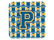 Set of 4 Letter P Football Blue and Gold Foam Coasters Set of 4 CJ1077 PFC