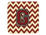 Set of 4 Letter G Chevron Maroon and Gold Foam Coasters Set of 4 CJ1061 GFC