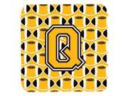 Set of 4 Letter Q Football Black Old Gold and White Foam Coasters Set of 4 CJ1080 QFC
