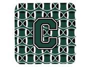 Set of 4 Letter C Football Green and White Foam Coasters Set of 4 CJ1071 CFC
