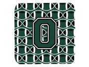 Set of 4 Letter O Football Green and White Foam Coasters Set of 4 CJ1071 OFC