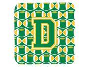 Set of 4 Letter D Football Green and Gold Foam Coasters Set of 4 CJ1069 DFC