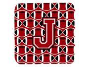 Set of 4 Letter J Football Red Black and White Foam Coasters Set of 4 CJ1073 JFC