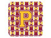 Set of 4 Letter P Football Maroon and Gold Foam Coasters Set of 4 CJ1081 PFC