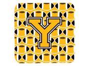 Set of 4 Letter Y Football Black Old Gold and White Foam Coasters Set of 4 CJ1080 YFC