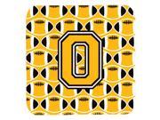 Set of 4 Letter O Football Black Old Gold and White Foam Coasters Set of 4 CJ1080 OFC