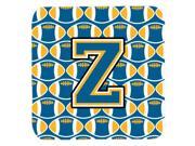 Set of 4 Letter Z Football Blue and Gold Foam Coasters Set of 4 CJ1077 ZFC