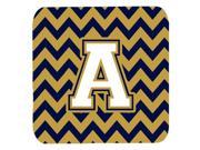 Set of 4 Letter A Chevron Navy Blue and Gold Foam Coasters Set of 4 CJ1057 AFC