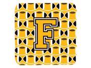 Set of 4 Letter F Football Black Old Gold and White Foam Coasters Set of 4 CJ1080 FFC