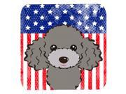 Set of 4 American Flag and Silver Gray Poodle Foam Coasters BB2189FC