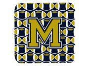 Set of 4 Letter M Football Blue and Gold Foam Coasters Set of 4 CJ1074 MFC