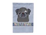 Black Pug Welcome Flag Canvas House Size BB1449CHF
