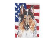 Collie with American Flag USA Flag Canvas House Size SC9622CHF