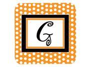 Set of 4 Monogram Orange Polkadots Foam Coasters Initial Letter G