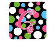 Set of 4 Monogram Polkadots and Pink Foam Coasters Initial Letter G