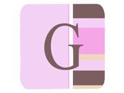 Set of 4 Monogram Pink Stripes Foam Coasters Initial Letter G