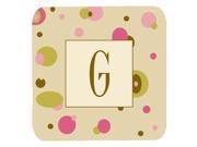 Set of 4 Monogram Tan Dots Foam Coasters Initial Letter G