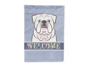 White English Bulldog Welcome Flag Canvas House Size BB1406CHF