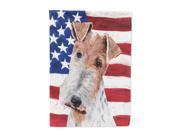 Wire Fox Terrier with American Flag USA Flag Canvas House Size SC9628CHF