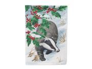 Badgers with Holly Berries Flag Garden Size ASA2039GF