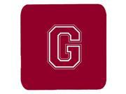 Set of 4 Monogram Maroon and White Foam Coasters Initial Letter G