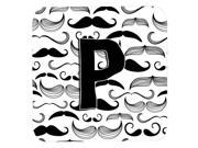 Set of 4 Letter P Moustache Initial Foam Coasters CJ2009 PFC