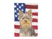 USA American Flag with Yorkie Yorkshire Terrier Flag Canvas House Size KJ1156CHF