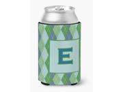 Letter E Initial Monogram Blue Argoyle Can or Bottle Beverage Insulator Hugger
