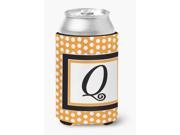 Letter Q Initial Monogram Orange Polkadots Can or Bottle Beverage Insulator Hugger