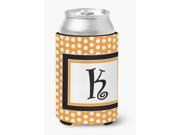 Letter K Initial Monogram Orange Polkadots Can or Bottle Beverage Insulator Hugger