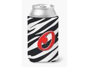 Letter O Initial Monogram Zebra Red Can or Bottle Beverage Insulator Hugger
