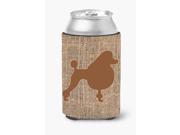 Poodle Burlap and Brown Can or Bottle Beverage Insulator Hugger