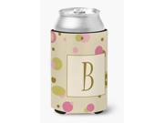 Letter B Initial Monogram Tan Dots Can or Bottle Beverage Insulator Hugger