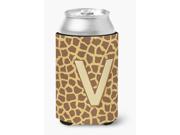Letter V Initial Monogram Giraffe Can or Bottle Beverage Insulator Hugger