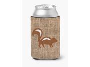 Skunk Burlap and Brown Can or Bottle Beverage Insulator Hugger