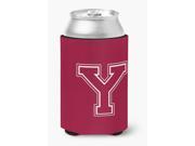 Letter Y Initial Monogram Maroon and White Can or Bottle Beverage Insulator Hugger