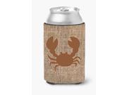 Crab Burlap and Brown Can or Bottle Beverage Insulator Hugger