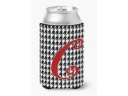Letter C Initial Monogram Houndstooth Black Can or Bottle Beverage Insulator Hugger