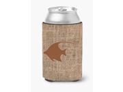 Fish Angel Fish Burlap and Brown Can or Bottle Beverage Insulator Hugger