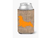 Seal Burlap and Orange Can or Bottle Beverage Insulator Hugger BB1027